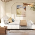 thumbnail image 3 of White Boucle King Platform Bed, Puffy Design, With Foam Filler And Mid-century Solid Ash Wood Legs For An Artistic Bedroom Size Bed In Boucle, Collection, Soft Headboard Strong, 3 of 7