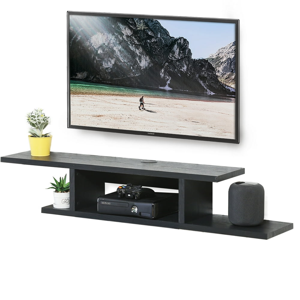 FITUEYES Black Wall Mounted Media Console Floating TV Stand