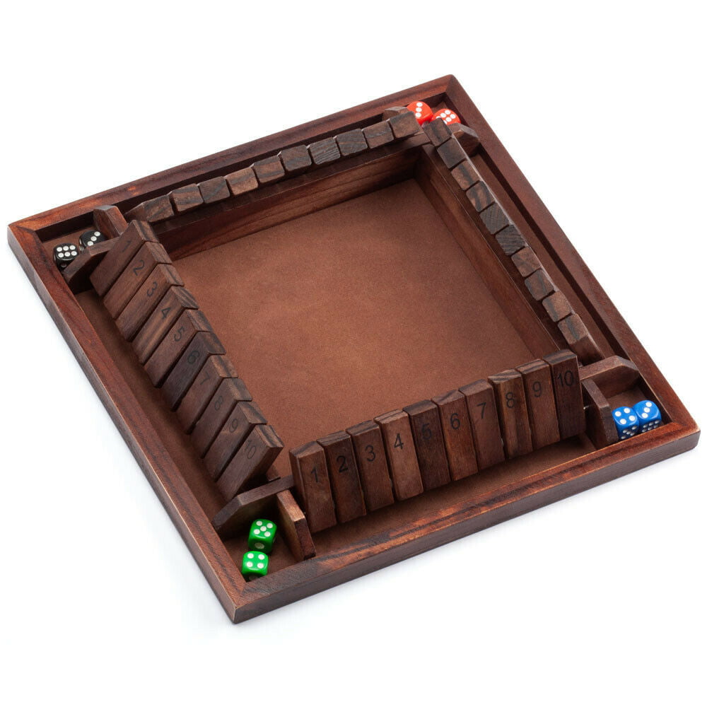 Bar Drinking Party Family Porch Games Details about   4-Players Shut The Box Board Game w/Dice 