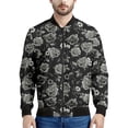 thumbnail image 3 of Chaqueta con cremallera y estampado de flores de rosas para hombre, con plantas 3D, mangas largas, para primavera y otoño, chaquetas de gran tamaño, abrigos, ropa de calle, 3 of 5
