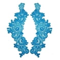 thumbnail image 1 of Patch Floral Brodé en Organza Transparent 9"x3" par Paire (2 Pcs) (Turquoise), 1 of 2