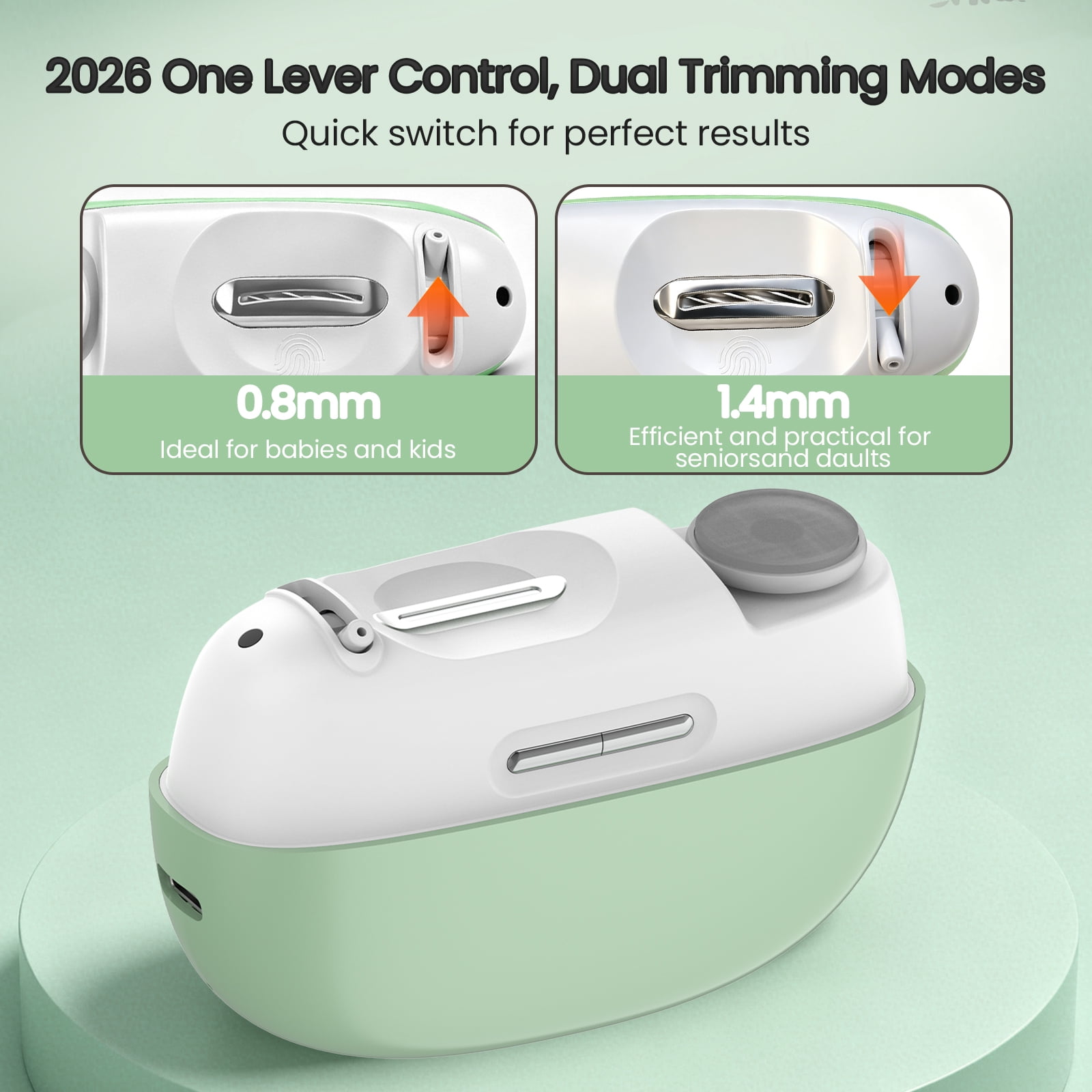 Electric Nail Clippers Automatic Nail Trimmer with Polishing Head, Dual Trimming Modes, Dust Storage, 2 Speed Settings, LED Light, Safe for Baby, Kids, Adults and Seniors