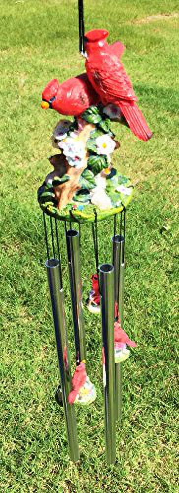 Pretty Red Crest Cardinal Birds Resonant Relaxing Wind Chime Patio Garden Decor