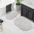 thumbnail image 2 of Cotton Solid 2-Piece Silver Highly Absorbent Non-Slip Oval Bath Rug Set by Superior, 2 of 11