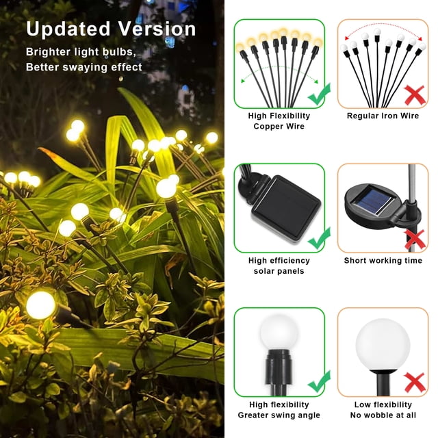 Monstrate Luz LED solar para exteriores, lámpara de cadena decorativa, luces de jardín de césped oscilante, patio de campo, terraza, Iluminación y accesorios