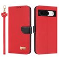 thumbnail image 2 of Wallet Case For Google Pixel 8A Crossbody Strap & Short Hand Strap with RFID Blocking Credit Card Slots, Cute Bow Design Flip PU Leather Stand Magnetic Closure Phone Cover,Red, 2 of 12