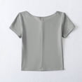 thumbnail image 5 of Summer Womens Tee Shirts Casual Round Neck Solid Color Short Sleeve Loose Fitting Tops Fashion Clothes - Gray∣S, 5 of 6