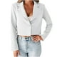 thumbnail image 2 of Pntutb, ropa de negocios para mujer, solapa, Color sólido, ajustado, manga corta, cárdigan, abrigo, Tops, liquidación Pntutb Pntutb-3849, 2 of 9