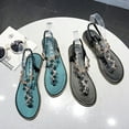 thumbnail image 4 of Lilgiuy New Roman Style Women's Shoes Low-heel Elastic Band Slip-on Sandals Flip-flops, 4 of 5