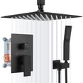 thumbnail image 2 of Ceiling Mount Shower System Rain Shower Head with Handheld Spray Pressure Shower Faucet Set Rough-in Valve Shower Trim Kit Included Bathroom Brushed Nickel Ceiling Shower Head, 2 of 6