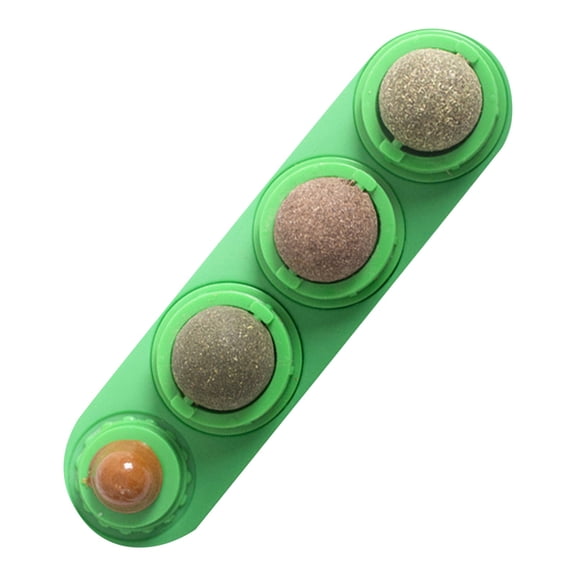 4 Catnip Silvervine Ball Toys, Extra Cat Energy Ball, Edible Cats Lick Kitten Chew, Teeth Cleaning Dental Wall Treats, Concentrated Flavor for All Breeds