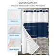 thumbnail image 4 of No Hook Shower Curtain with Snap-in Liner, Navy Blue Striped Waterproof Fabric Bathroom Curtains, Farmhouse Stripes Modern Abstract Art Bath Curtains & Mesh Top Window Stand Up Stall 36"x72", 4 of 9