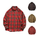 thumbnail image 3 of WREESH Men's Fall Plaid Button Down Shirts Casual Fashion Long Sleeve Plaid Shirts with Turn-Down Collar for Men's Plaid Tops Red, 3 of 5