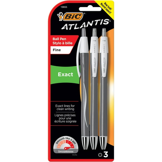 BIC Atlantis Exact Retractable Ballpoint Pen, Fine Point (0.7 mm