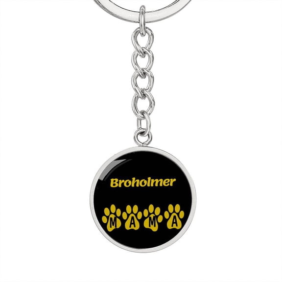 Broholmer Mama Circle Keychain Stainless Steel or 18k Gold Dog Mom Pendant