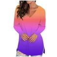 thumbnail image 6 of Fshinging Women's Tops Gradient Casual Long Sleeve V Neck Lady Office Commute Tunic Blouse, 6 of 7