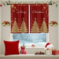 thumbnail image 6 of Christmas Tree Glitter Kitchen Window Curtains Over Sink Set of 2, Winter Cute Luxury Star Rod Pocket Short Tier Curtains, Red Christmas Small Kitchen Decor (26x36 Inch), 6 of 7
