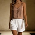 thumbnail image 4 of Fewfanhot Women's Linen Blend Button Front Cami Top, V-Neck Spaghetti Strap Casual Tank, Loose Fit Summer Camisole with Buttons, S-3XL, 4 of 7