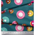 thumbnail image 2 of Soimoi Blue Poly Georgette Fabric Donuts Food Print Fabric by the Yard 52 Inch Wide, 2 of 5