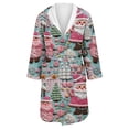 thumbnail image 4 of Women's Fleece Plush Robe Long Warm Plush Bathrobe Loungewear Jacket Printed Comfort Robe, 4 of 5