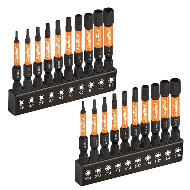 Juego de brocas Toolant Impact con cabeza hexagonal, llave Allen, 20 unidades