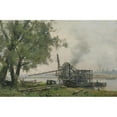 thumbnail image 2 of Emmanuel Lansyer 18x13 Black Ornate Wood Framed Double Matted Museum Art Print Titled - The&nbsp;Seine&nbsp;At Rouen (1881), 2 of 5