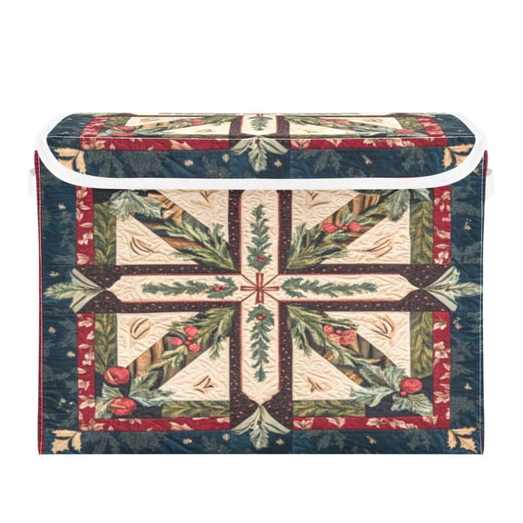 Storage Box With Lid 16.5x12.6x11.8In Foldable Stacked Household Storage Box Cartoon Cross