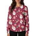 thumbnail image 6 of Domzest Christmas Nursing Jackets for Nurses Long Sleeve Snowflake Print Scrub Top Button up Clearance Nurses Working Uniforms Warm up Medical Scrubs Sets Hot Pink L, 6 of 6