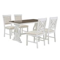 thumbnail image 3 of 5 Piece Dining Table Set, Atumon Dining Table Set for 4, Wood Dining Room Set with 1 Table and 4 Upholstered Chairs, Farmhouse Dining Table Set for Kitchen Dining Room Apartment, White, 3 of 10