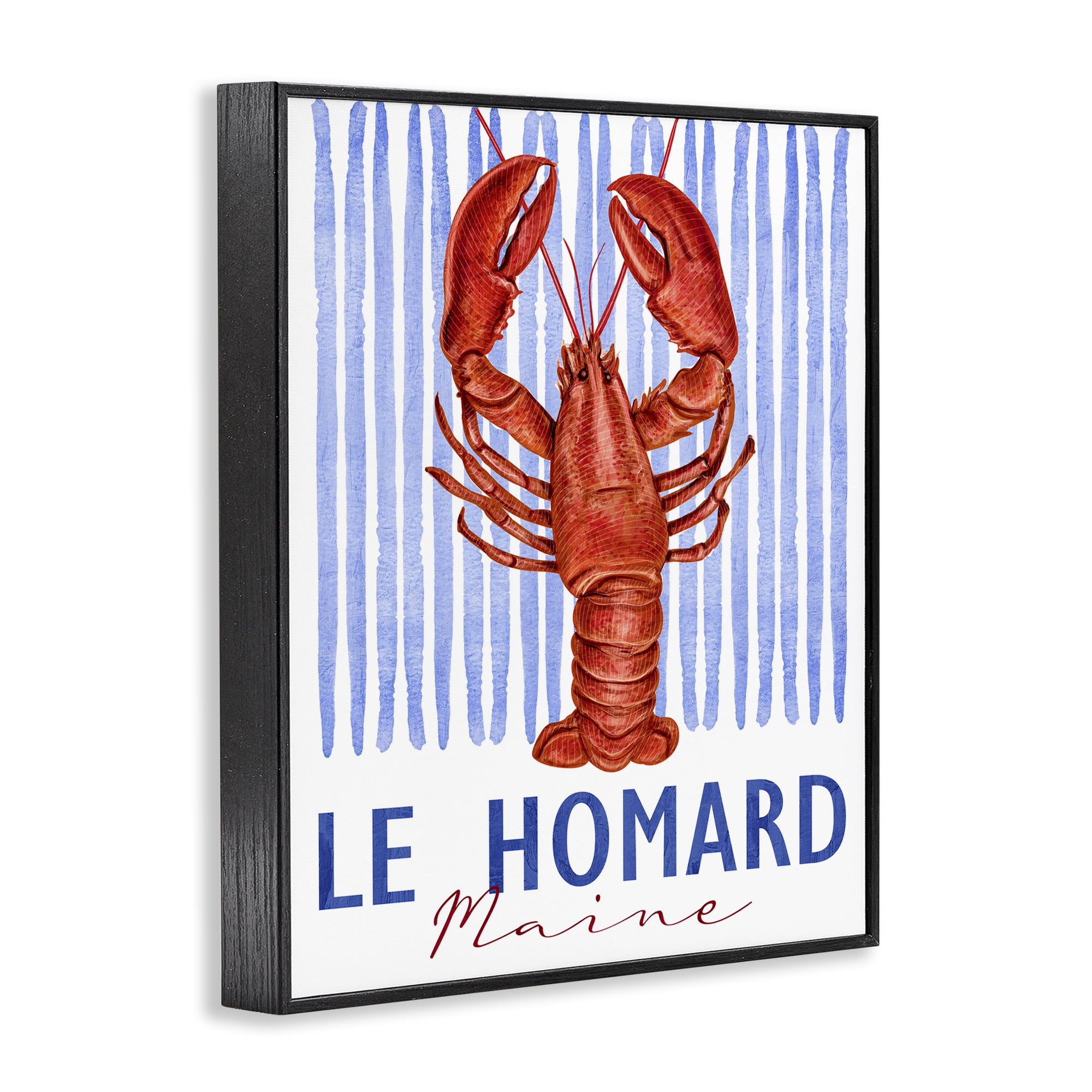 Stupell Industries Le Homard Nautical Stripes Black Framed Giclee Art, design by Kim Allen