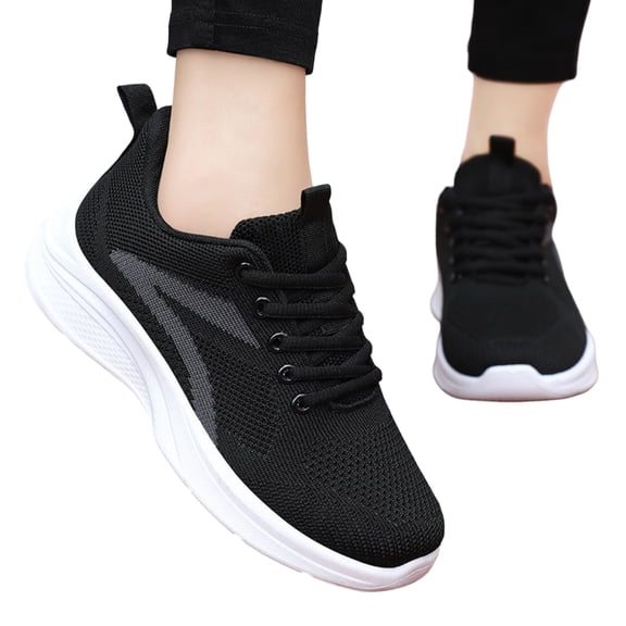 Willtoo Womens Flying Woven Athletic Sneakers Breathable Mesh Lightweight Running Shoes Lace‑Up Soft Sole Non‑Slip Casual Walking Shoes