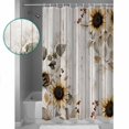thumbnail image 4 of Vintage Sunflowers Waterproof Fabric Shower Curtain, Farmhouse Flowers Wooden Grain Shower Curtain for Bathroom Curtains Bathtubs Hotel Washable Shower Curtains with 12 Hooks Standard 60x72, 4 of 6