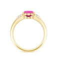 thumbnail image 2 of Oval Shape Lab Grown Pink Sapphire Solitaire Ring with Diamond (4 Carat), 14K Yellow Gold, US 3.00, 2 of 8