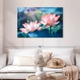 thumbnail image 2 of Elephant Stock Sunlit Lotus Flowers Wall Art - Horizontal Canvas Wall Art - Dining Room Wall Decor - Floral And Botanical Canvas - Teal And Blue Decor - 45" x 30", 2 of 8