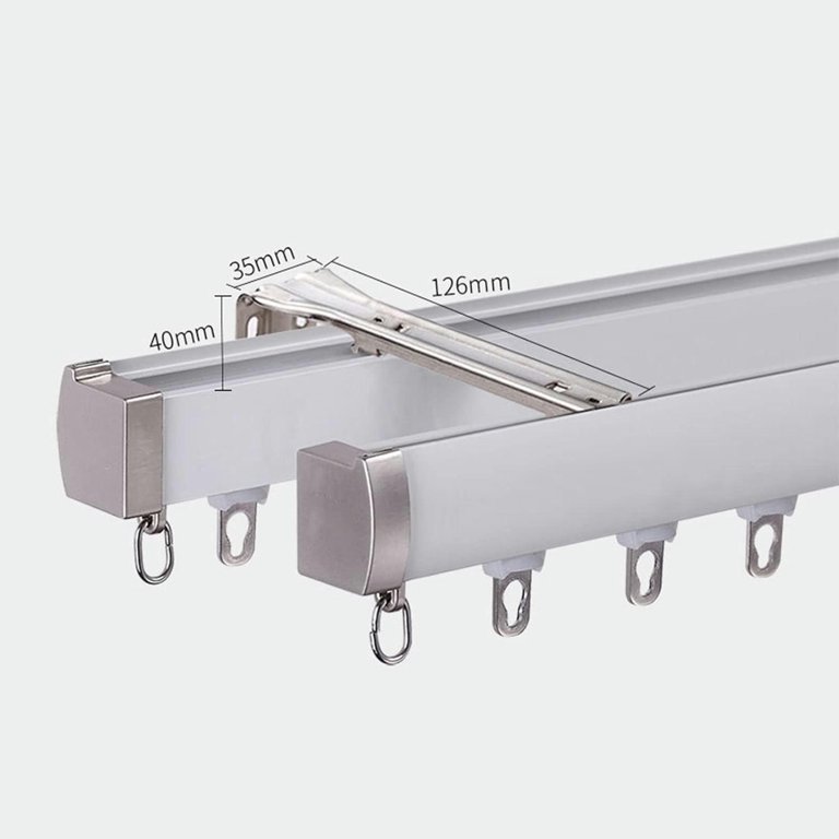 Curtain Conjoined Double Track (3.2-9.8 Ft), Ceiling Mounting Heavy-Duty Curtain Rails For Living Room Bedroom Room Divider(White,2.40 M/7.8ft