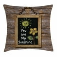 thumbnail image 1 of Quotes Decor Throw Pillow Cushion Cover, Love Phrase with Flower and Hand Drawn Sun Figure on Framed Blackboard Wooden Wall, Decorative Square Accent Pillow Case, 16 X 16 Inches, Multi, by Ambesonne, 1 of 2