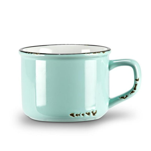 Tasse à Cappuccino Aspect Émail de 2,5 Po, Vert Menthe