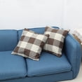 thumbnail image 4 of 2 fundas de almohada decorativas para el hogar, de lino y algodón, con cuadrícula marrón y beige, para sofá, 4 of 8