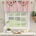 thumbnail image 2 of Pink Roses Romantic Curtain Valances for Windows, Kitchen Valance Window Treatments Panel 2 Pack, Watercolor Botanical Floral Rod Pocket Short Curtains for Bathroom Bedroom 54 x 18 Inch, 2 of 8