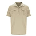 thumbnail image 4 of LODIENY Men's Short Sleeve Tactical Shirts, UPF 50+ Ripstop Military Work Shirts, Breathable Half Button Down Outdoor Hiking Shirt with Pockets Khaki XXXXXL, 4 of 5