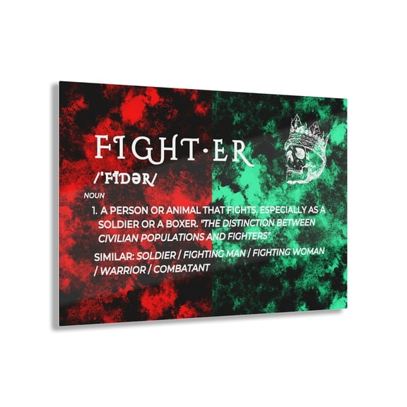 FIGHTER Red & Green Grunge Acrylic Wall Art