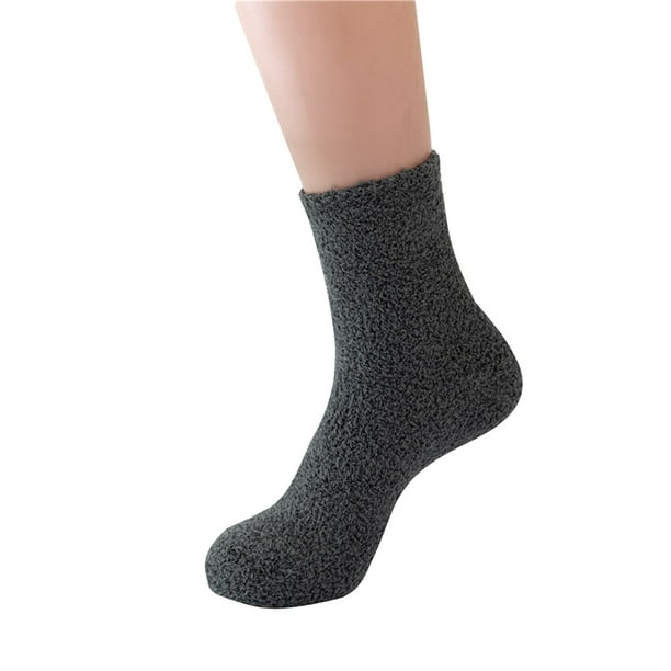 WILLBEST Calcetas De Invierno De Color Sólido De Punto De Felpa Calcetines Cálidos Calcetines De Casa Medias De Tubo Medianos Calcetines Sólidos * 2 Piezas