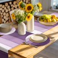 thumbnail image 4 of Purple Ombre Round 15 Inch Placemats Set of 8, Farmhouse Vintage Wooden Striped HeatResistant Non Slip Place Mats for Dining Table, Wipeable Braided Kitchen Table Mats for Housewarming, 4 of 9