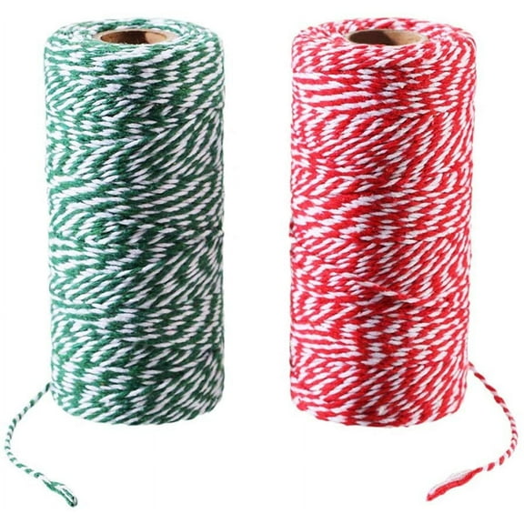 2 rolls of DIY two-tone cotton thread, cotton twine, craft cord, gift wrapping, Christmas decoration gift wrapping cords