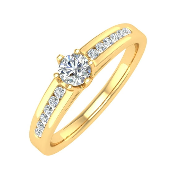 1/3 Carat Diamond Solitaire Engagement Ring Band in 14K Yellow Gold (Ring Size 8.25)