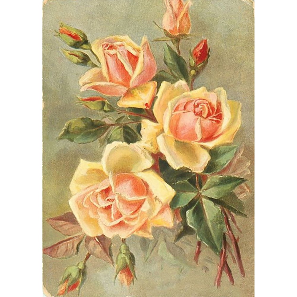 Full Drill 5D Rose Diamond Painting Embroidery DIY Cross Stitch Kits Art Yellow