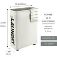 thumbnail image 5 of Caroeas 22" Rolling Slim Laundry Basket with Stand Foldable Waterproof Cover, Laundry Hamper on Wheels Tall Thin Dirty Cotton Corner Bin for Home, 5 of 6