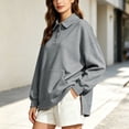 thumbnail image 7 of Fashion Sweatshirts for Women Plus Size Pullover Sweatshirt Long Sleeve Button With Kangaroo Pocket Side Slit Loose Tops, 7 of 7