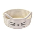 thumbnail image 1 of Cesta de algodón con forma de gato de dibujos animados, contenedor de cosméticos, adorno decorativo, gatito moderno Blanco lechoso, 1 of 9