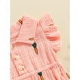 thumbnail image 6 of FEORJGP Toddler Little Baby Girl Summer Romper 0 3M 6M 12M 18M Infant Fly Sleeve Jumpsuit Carrot Print Button Front Bodysuit Newborn Kids Fashion Cute Sweet Comfy Playsuit for Daily Vacation, 6 of 7